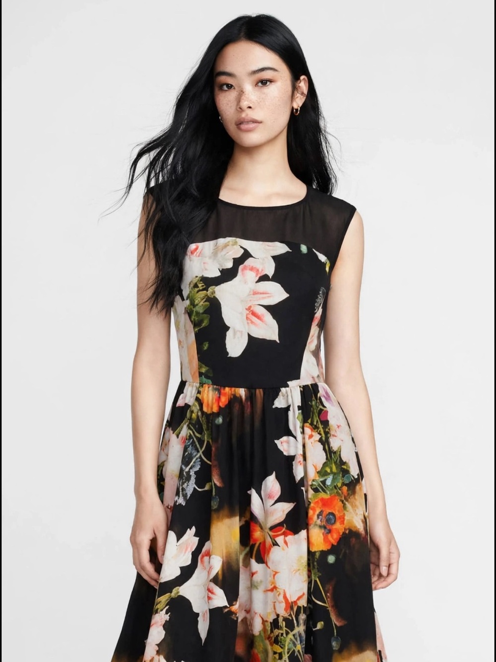 Ted Baker London Black Floral Midi Dress